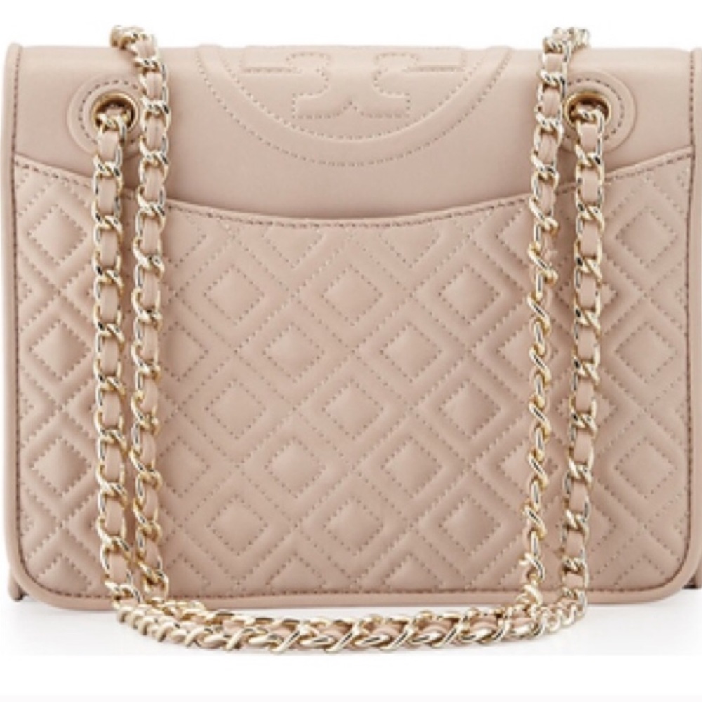 Tory Burch Light Pink Leather Fleming Chainbag